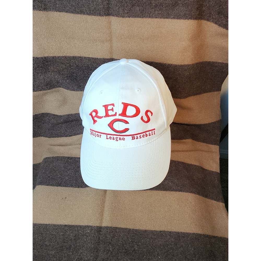 VTG Cincinnati Reds MLB Baseball Hat Cap White Snapback SpellOut Drew Peterson